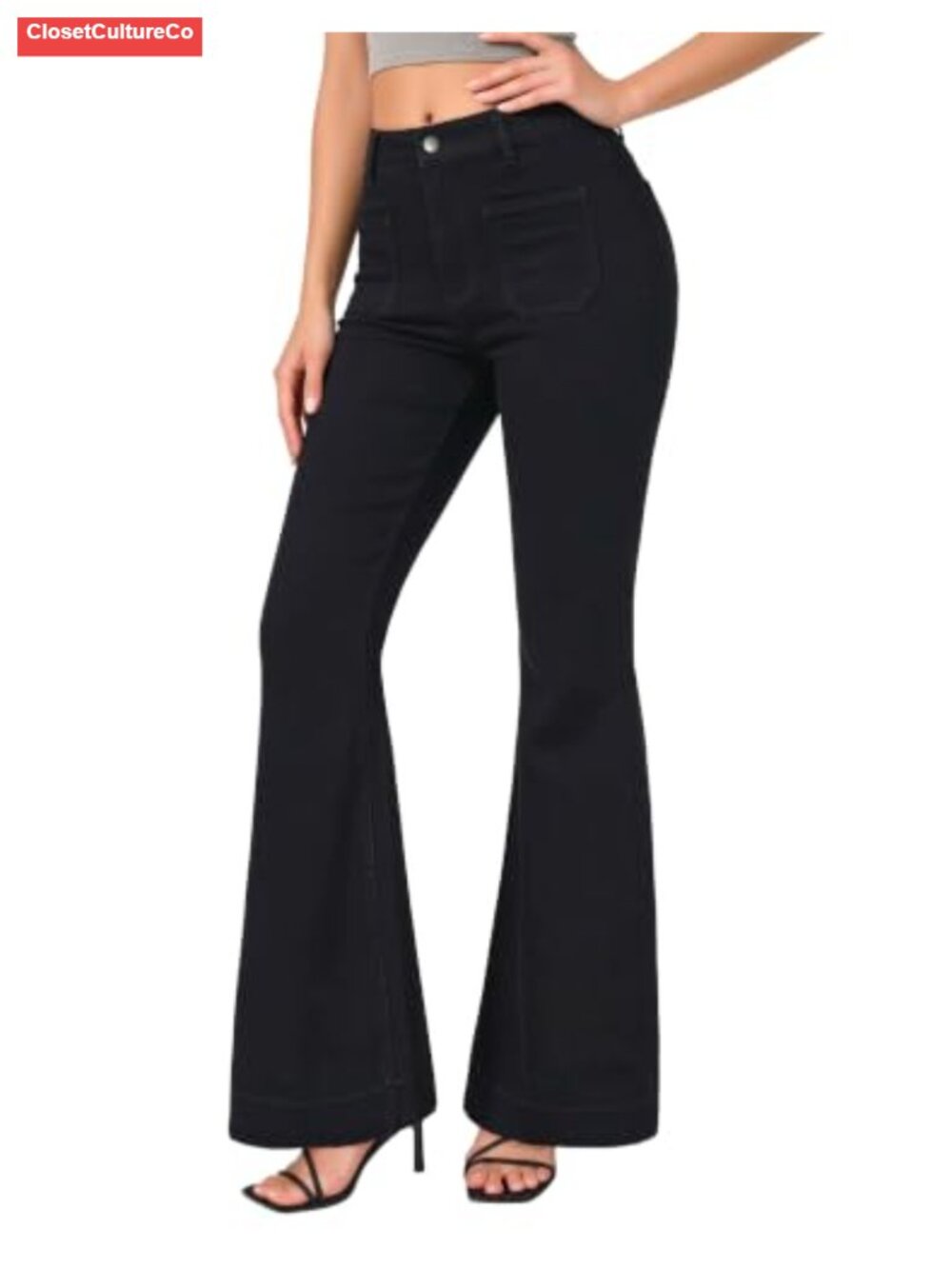 Flare Jeans for Women Bell Bottom Stretch Mid-Rise Slim Fit